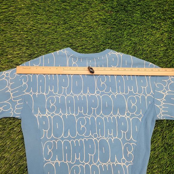 VTG Champion Reverse Weave Sweatshirt Womens M Cropped Boxy Fit Y2K AOP - Picture 11 of 12